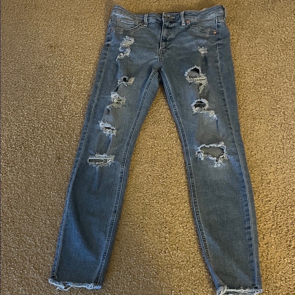 Distressed Blue Jeans